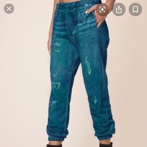Kittenish Faux Denim Acid Wash Joggers